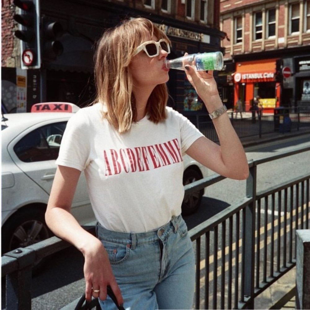 New Urban Outfitters White ABCDEFEMME T-shirt